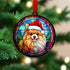 Pomeranian in Santa Hat Suncatcher Decoration